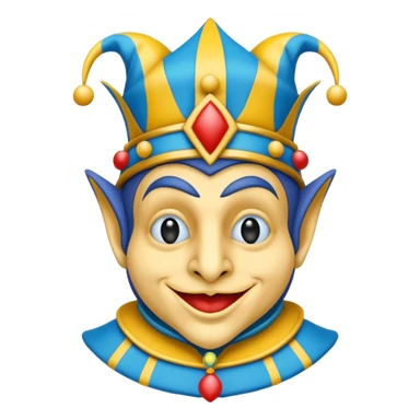 crazy colorful neutral penguin jolly joker, medieval, vintage, court jester, mac os icon, blue color sticker