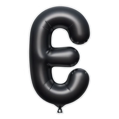 matte black balloon number 1 slightly tilted, classic emoji style sticker