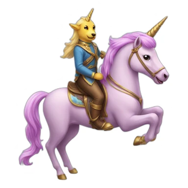 A dog riding a unicorn sticker