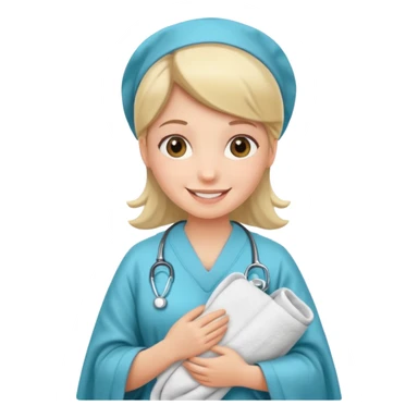 Nurse with blanket on hand sticker