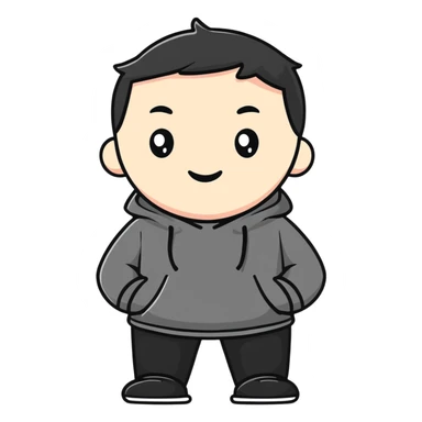 Gothic style character with black clothing and pale face sticker