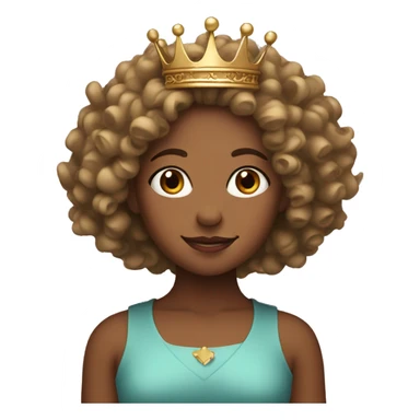 girl with curly hair wearing a crown sticker