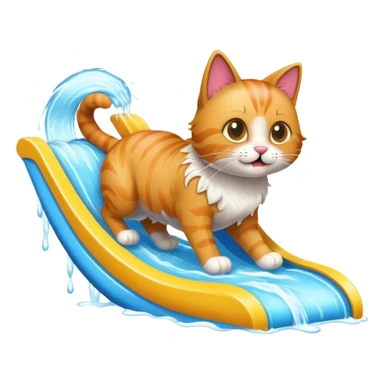 Cat on a waterslide sticker