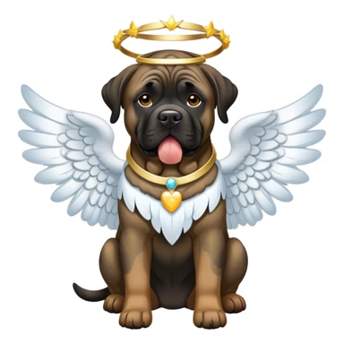 Black and tan brindle mastiff wearing angel halo  sticker