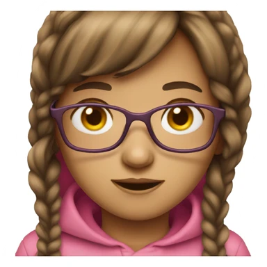 Girl with brown hair and pink bangs and glasses  sticker