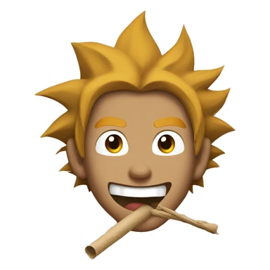 goku with a stick made of brown paper on his mouth open sticker