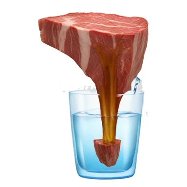 water pouring onto a steak from a glass sticker
