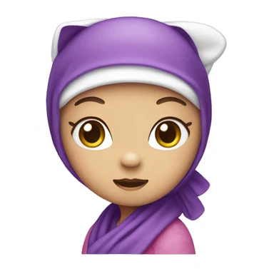 hello kitty wearing a purple headscarf  sticker