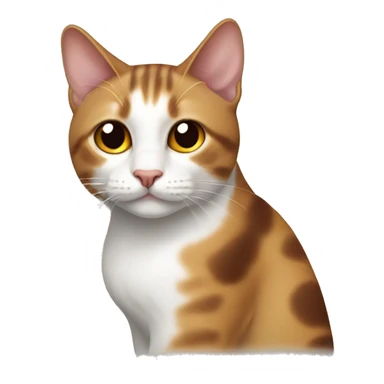 a cat with a red spot on the left ear and a brown spot on the right ear sticker