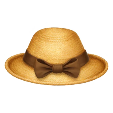 straw hat with bow brown sticker