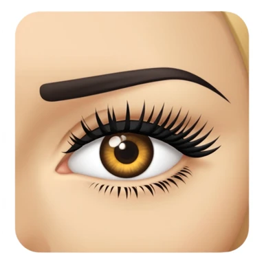 eyelash strip above an open eye sticker