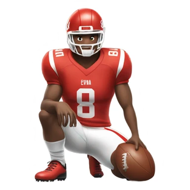 referee worshipping football player wearing red sticker