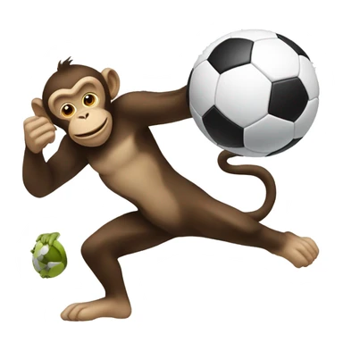 a monkey kicking a soccer ball sticker