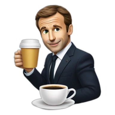 Macron qui boit un café sticker