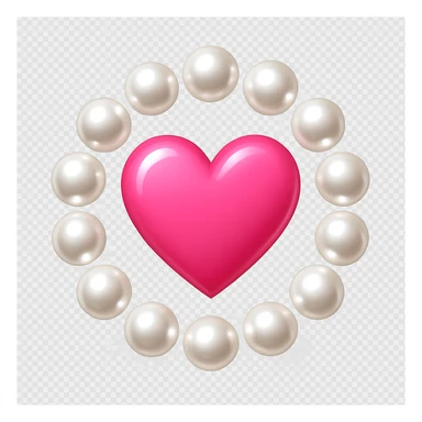 Create a pink heart surrounded by pearls in the style of emoji style. The heart should be pink and encircled by pearls, capturing the essence of emoji aesthetics. sticker