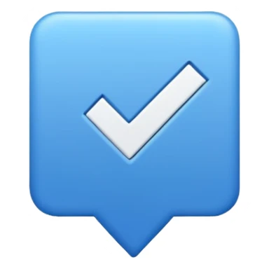 I want a blue square flipped 45 degrees and a white correct sign like this ✔️ sticker