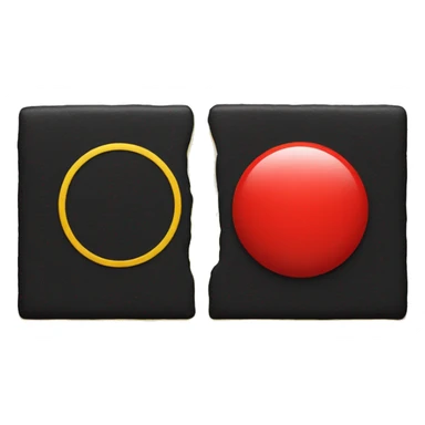 black and red rectangle with a medium yellow circle in the misdle sticker