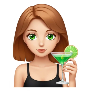 green eyes light brown hair white girl holding a cosmo sticker