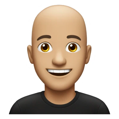 bald man in black shirt smiling  sticker