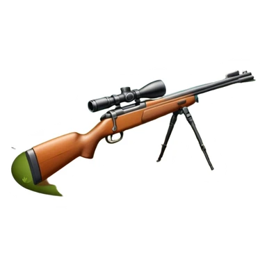 Icon for Hunting Tourism: hunting rifle, surrounded by nature elements like trees, mountains, and wildlife tracks. The icon should represent the adventure and exploration of hunting tourism. Transparent background. sticker