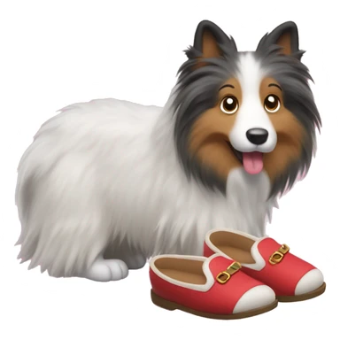 Shetland sheepdog stealing slippers sticker