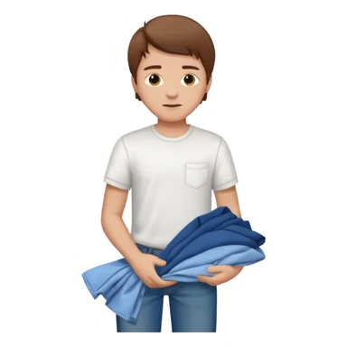 boy  brown hair folding clothes sticker