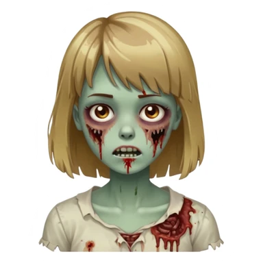 faça uma garota zumbi de cabelo castanho com mechas loiras e com franja sticker