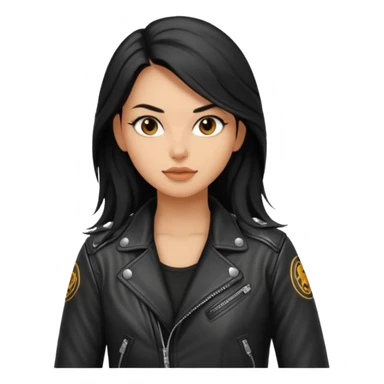 biker girl black long hair  sticker