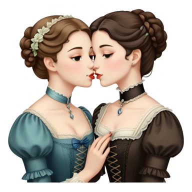 lesbian kiss between victorian women sticker