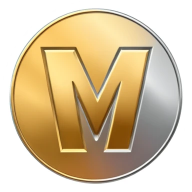 Gradient coin with letter V sticker