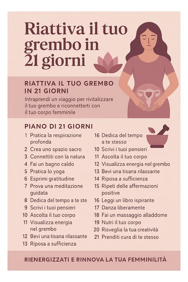 infografica stile post di instagram con titolo "Riattiva il tuo grembo in 21 giorni" sticker
