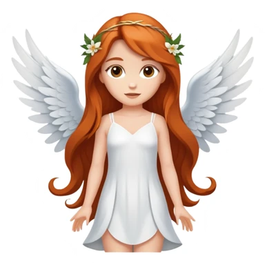 Une magnifique fée avec un visage d’ange  avec de belles ailes une magnifique robe naturelle avec de très long cheveux roux avec des yeux marrons de belle jambe et une belle pose sticker