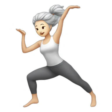 Chinese lady grey hair yoga jump sticker