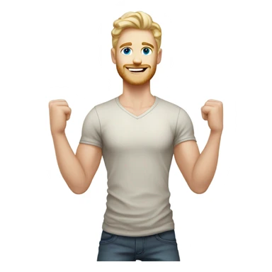 full body raised arms light curl blonde 30yo man blue eyed pale skin sticker