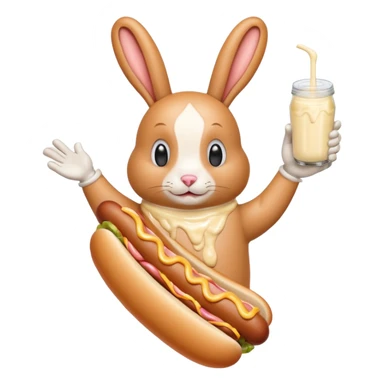 veiny hot dog covered in mayonnaise and milk saturating a gooning humanoid bunny sticker