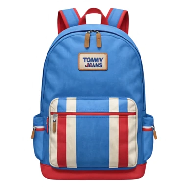 blue backpack with tommyjeans logo like american flag sticker