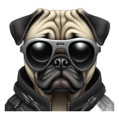 pug with black sunglasses and wearing a cyberpunk suit sticker