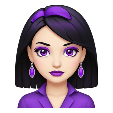 “Emoji girl, femme fatale, black hair. deep purples sticker