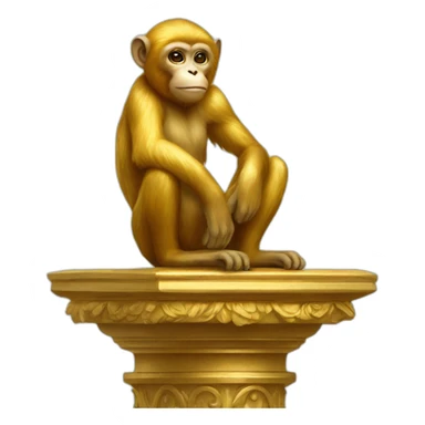 a golden monkey on a golden pedestal sticker