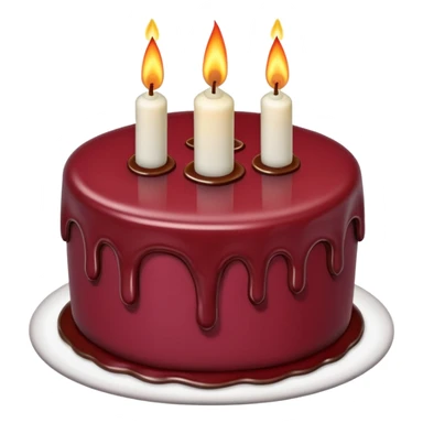 Maroon  cake with candle melting  sticker