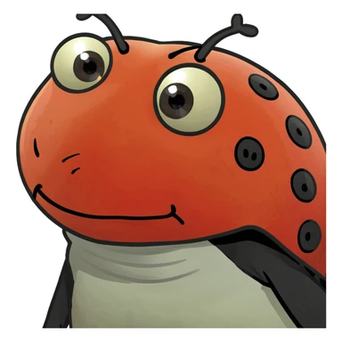 A lady bug with a nervous look giving a side eye sticker