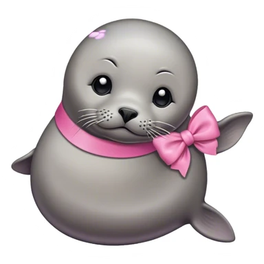 A seal (the one that already exists in emojis) with a small pink bow over the right ear sticker
