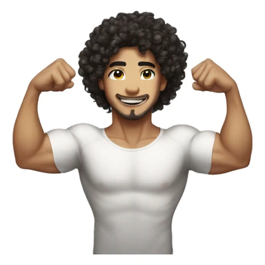 curly hair show biceps asian sticker