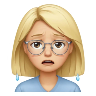 blond woman  crying with glasses sticker