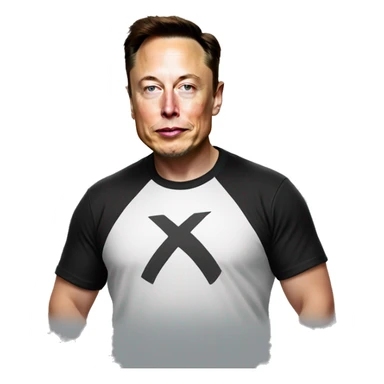 Elon musk wearing a T shirt with the X logo on it sticker