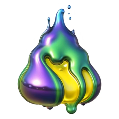 3D render of Oil Slick, toxic waste aesthetic, bubbling liquid, caution metal, industrial warning texture. sticker
