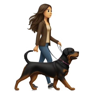 A woman with long brown hair takes a Rottweiler for a walk  sticker