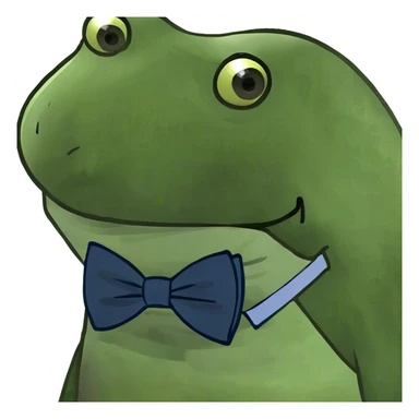 side eye with noticible eyebrows, huge nose and bow tie sticker