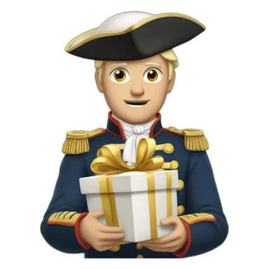 napolean holding a present sticker