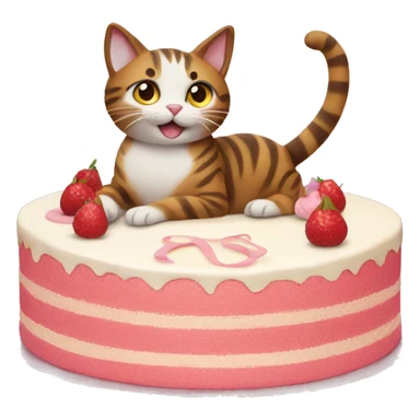A cat with a cake sticker